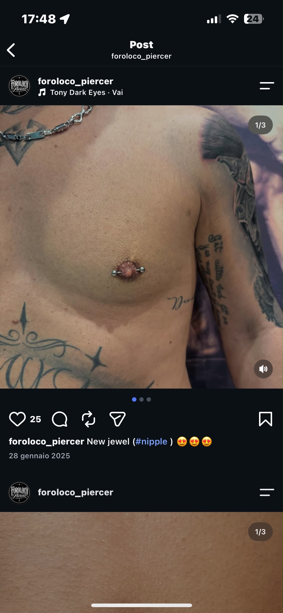Body · il gioiello: dettaglio del piercing realizzato da Roberto