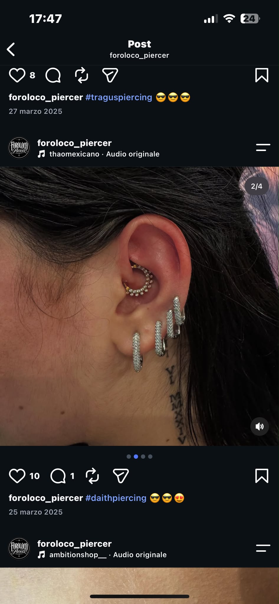 Daith e composizione: dettaglio del piercing realizzato da Roberto