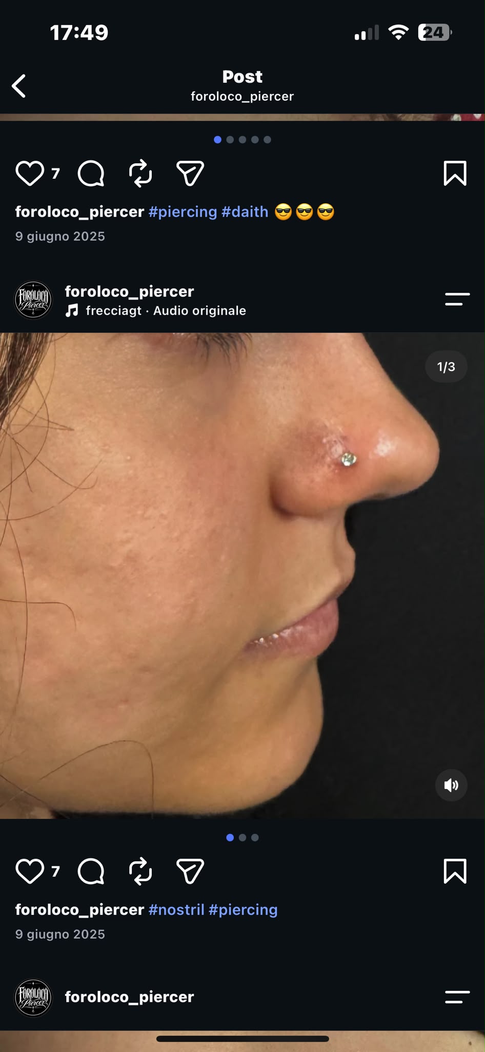 Nostril · primo piano: dettaglio del piercing realizzato da Roberto